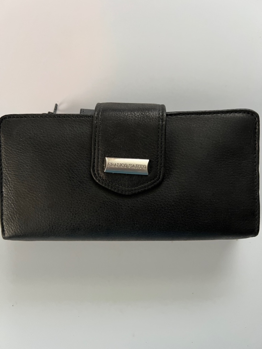 Franco Sarto Black Leather Snap-Closure Wallet